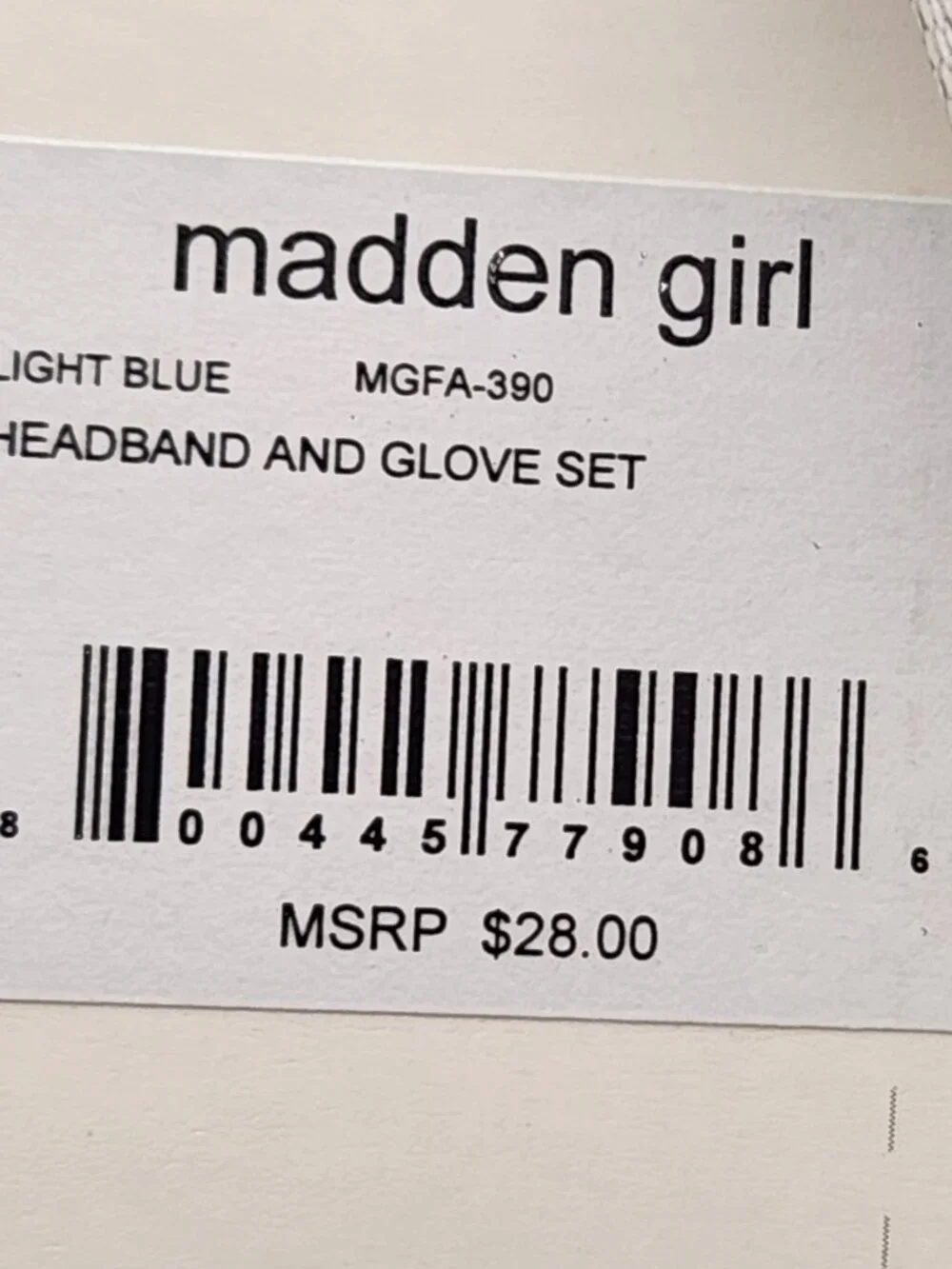Madden Girl headband & glove set light blue white hearts NWT $28